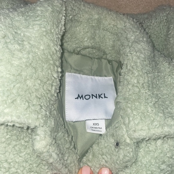 Monki Hazel Fluffy Shacket in Light Sage Green - LIKE NEW - Picture 5 of 7